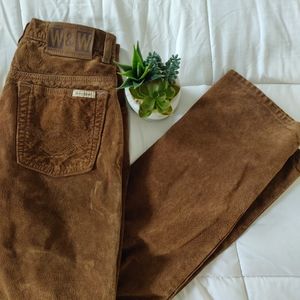 VINTAGE BROWN SUEDE HIGH WAIST MOM PANTS